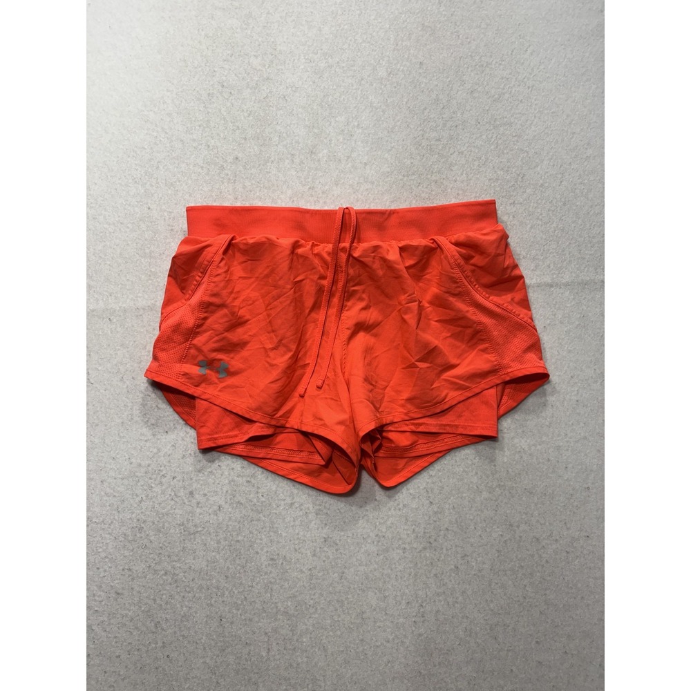 Under Armour Running Shorts Womens Medium Orange 3" Inseam HeatGear Athletic